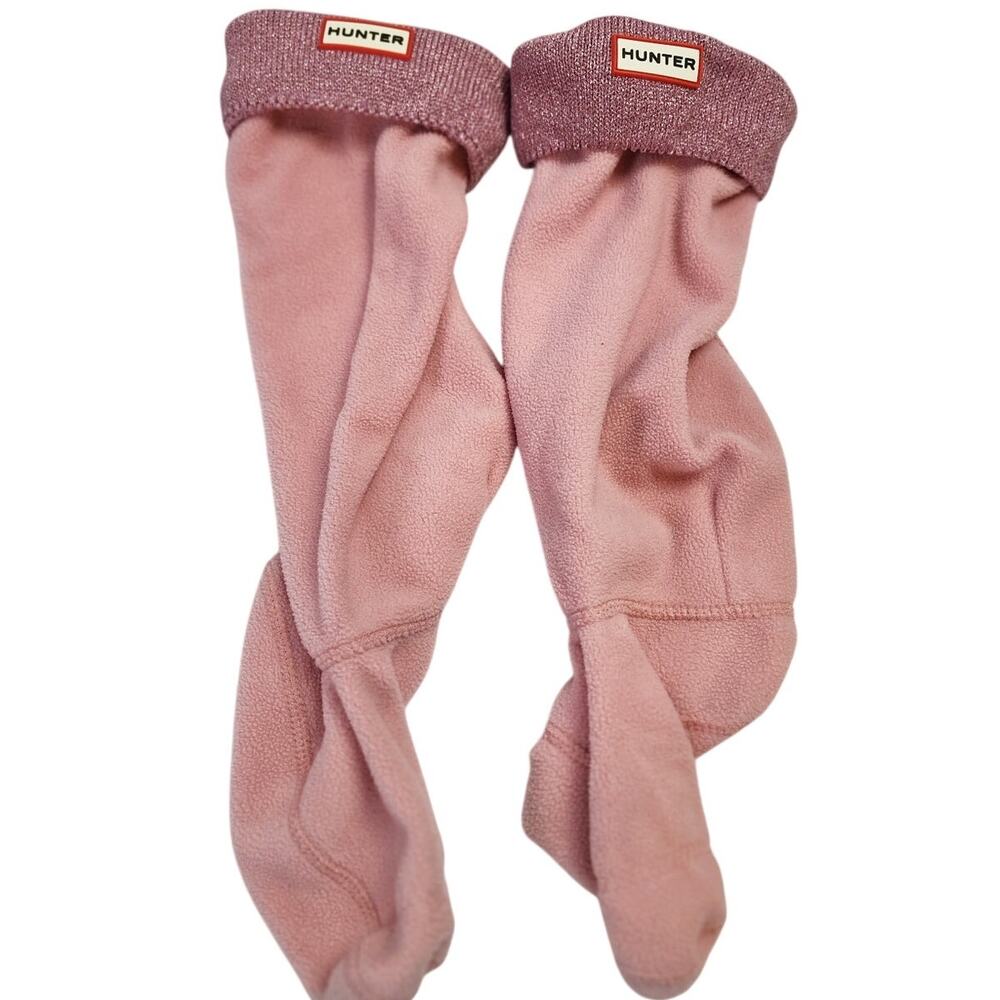 Hunter Women’s Pink Fleece Boot Socks UK 3–5 US 4–6 Shimmer Cuff
